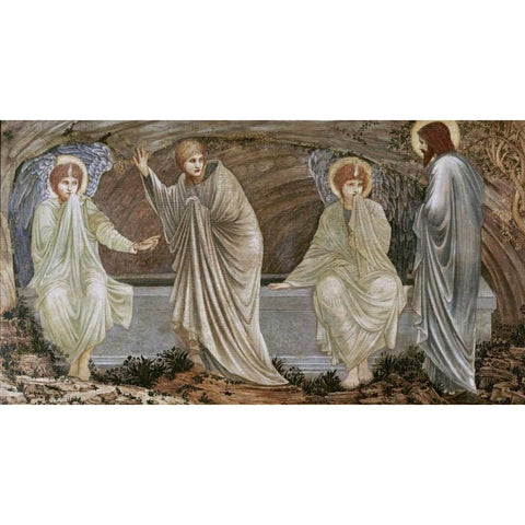 The Morning of The Resurrection Black Modern Wood Framed Art Print with Double Matting by Burne-Jones, Sir Edward