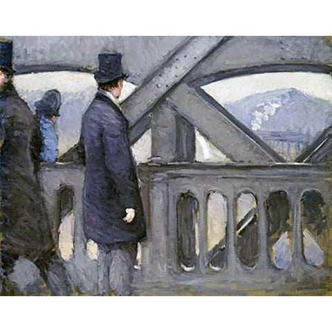 Le Pont De LEurope White Modern Wood Framed Art Print by Caillebotte, Gustave