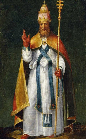 Saint Leo The Great Black Ornate Wood Framed Art Print with Double Matting by Campi, Bernardino