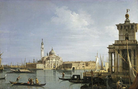 The Island of San Giorgio Maggiore, Venice White Modern Wood Framed Art Print with Double Matting by Canal, Giovanni Antonio