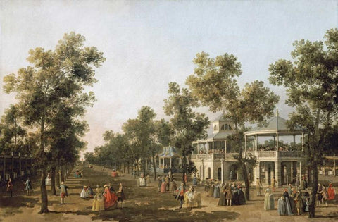 View of The Grand Walk, Vauxhall Gardens White Modern Wood Framed Art Print with Double Matting by Canal, Giovanni Antonio