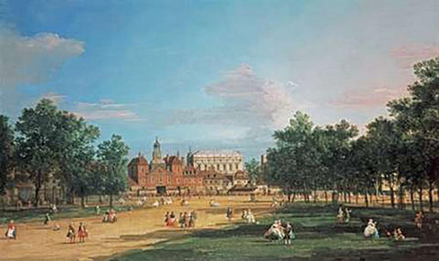 London: The Old Horse Guards and The Banqueting Hall White Modern Wood Framed Art Print with Double Matting by Canal, Giovanni Antonio