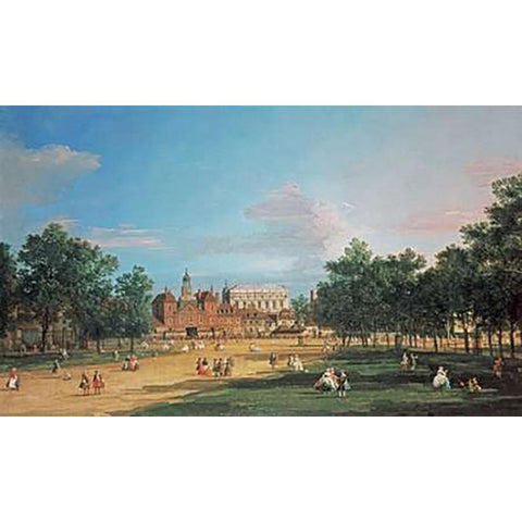 London: The Old Horse Guards and The Banqueting Hall White Modern Wood Framed Art Print by Canal, Giovanni Antonio