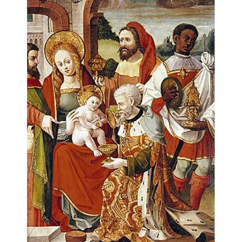 The Adoration of The Magi White Modern Wood Framed Art Print by Castillian School