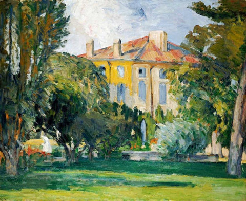 The House at Jas De Bouffan Black Ornate Wood Framed Art Print with Double Matting by Cezanne, Paul