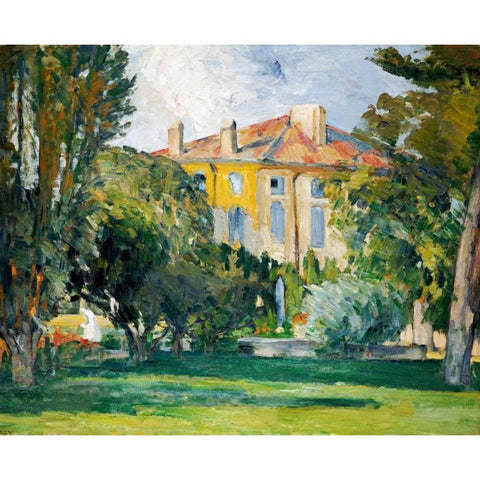 The House at Jas De Bouffan Black Modern Wood Framed Art Print by Cezanne, Paul