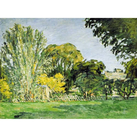 Trees at Jas de Bouffan Black Modern Wood Framed Art Print by Cezanne, Paul