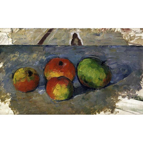 Four Apples White Modern Wood Framed Art Print by Cezanne, Paul