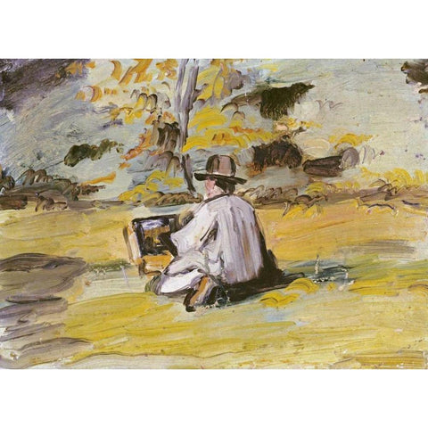 A Painter at Work Black Modern Wood Framed Art Print by Cezanne, Paul