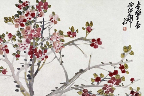 Flowers Black Ornate Wood Framed Art Print with Double Matting by Changshuo, Wu