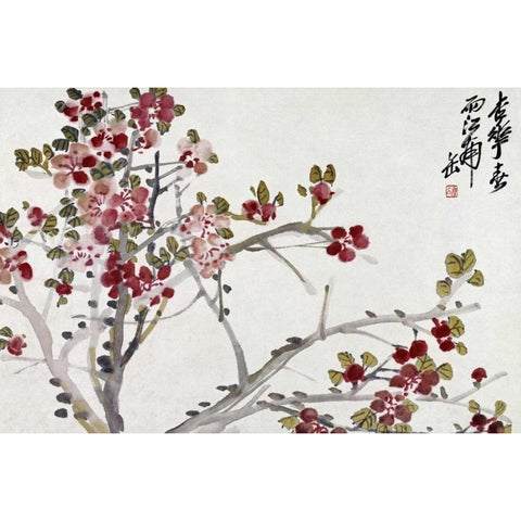 Flowers Black Modern Wood Framed Art Print by Changshuo, Wu
