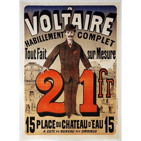A Voltaire White Modern Wood Framed Art Print by Cheret, Jules