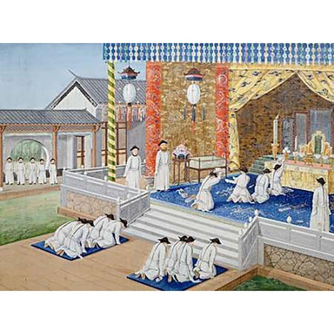 Scenes From Imperial Court Life. 19th Century White Modern Wood Framed Art Print by Chinese School