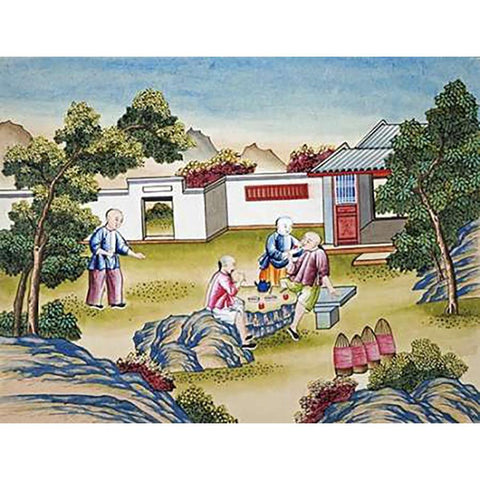 Workers Meal Time White Modern Wood Framed Art Print by Chinese School