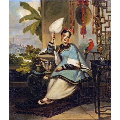 Portrait of a Girl White Modern Wood Framed Art Print by Chinnery, George