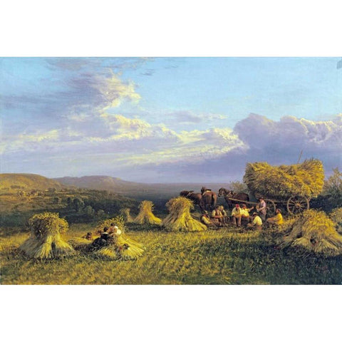 Harvest Scene Black Modern Wood Framed Art Print by Cole, George