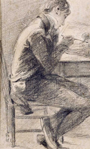 Portrait of An Artist Sketching Black Ornate Wood Framed Art Print with Double Matting by Constable, John