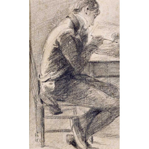 Portrait of An Artist Sketching Gold Ornate Wood Framed Art Print with Double Matting by Constable, John