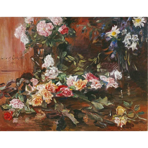 Rosen White Modern Wood Framed Art Print by Corinth, Lovis