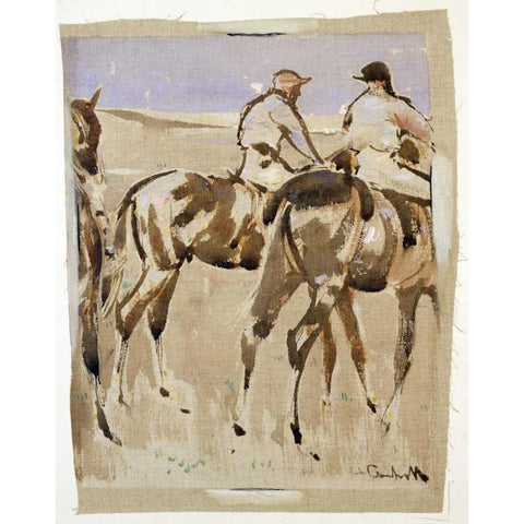 American Jockeys, Racehorses White Modern Wood Framed Art Print by Crawhill, Joseph