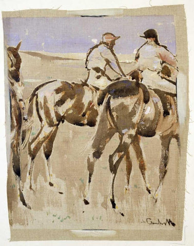 American Jockeys, Racehorses White Modern Wood Framed Art Print with Double Matting by Crawhill, Joseph