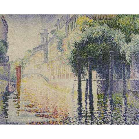 Rio San Trovaso, Venice Black Modern Wood Framed Art Print with Double Matting by Cross, Henri Edmond