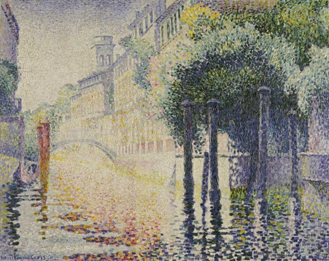 Rio San Trovaso, Venice White Modern Wood Framed Art Print with Double Matting by Cross, Henri Edmond