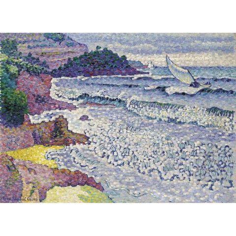 La Mer Clapotante Gold Ornate Wood Framed Art Print with Double Matting by Cross, Henri Edmond