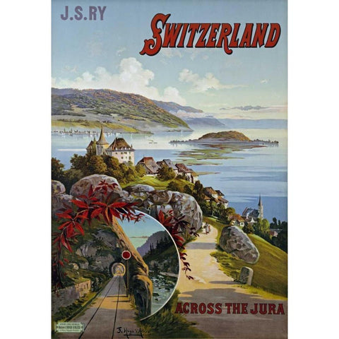 Switzerland Across The Jura White Modern Wood Framed Art Print by D Alesi, Hugo