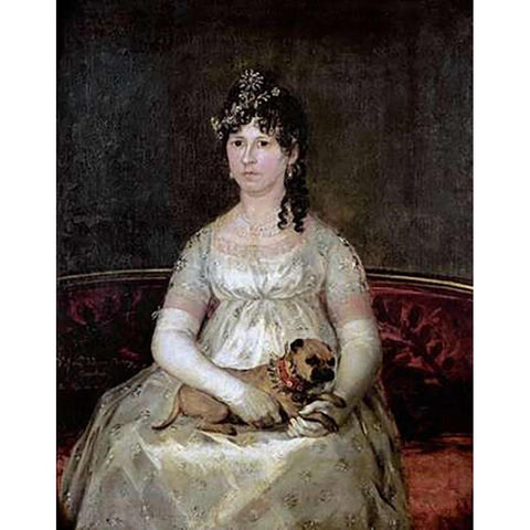 Portrait of Dona Francisca Vicenta Chollet Y Caballero Gold Ornate Wood Framed Art Print with Double Matting by Goya, Francisco De