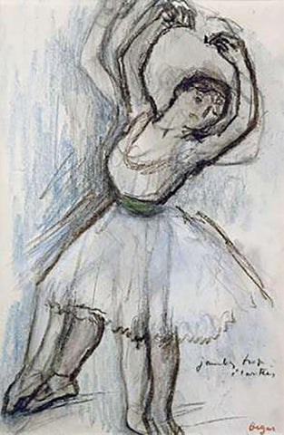 Study of a Dancer White Modern Wood Framed Art Print with Double Matting by Degas, Edgar