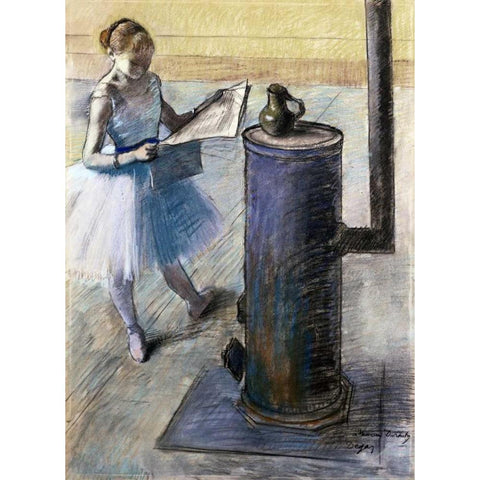 Dancer Resting Gold Ornate Wood Framed Art Print with Double Matting by Degas, Edgar