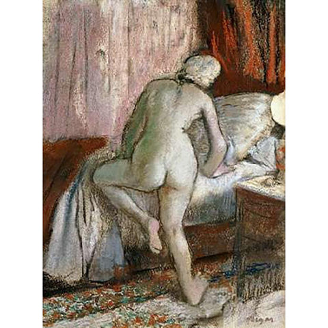 Bedtime Gold Ornate Wood Framed Art Print with Double Matting by Degas, Edgar