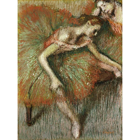 Dancers White Modern Wood Framed Art Print by Degas, Edgar