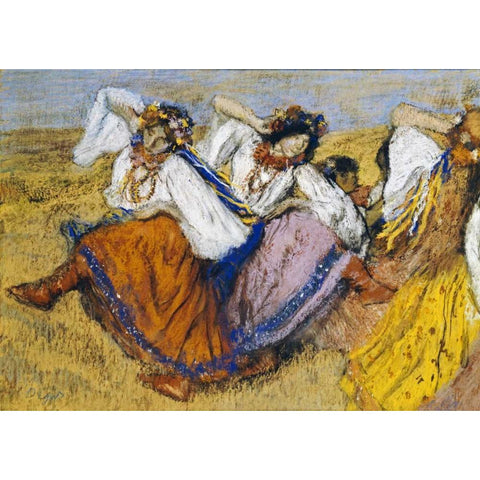 Russian Dancers Gold Ornate Wood Framed Art Print with Double Matting by Degas, Edgar