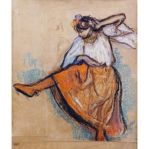 The Russian Dancer White Modern Wood Framed Art Print by Degas, Edgar