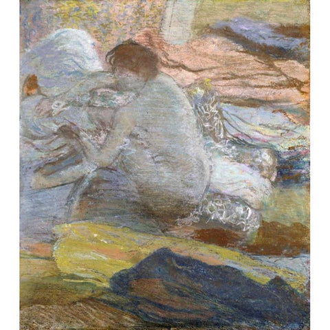 Woman Wiping Her Feet Gold Ornate Wood Framed Art Print with Double Matting by Degas, Edgar
