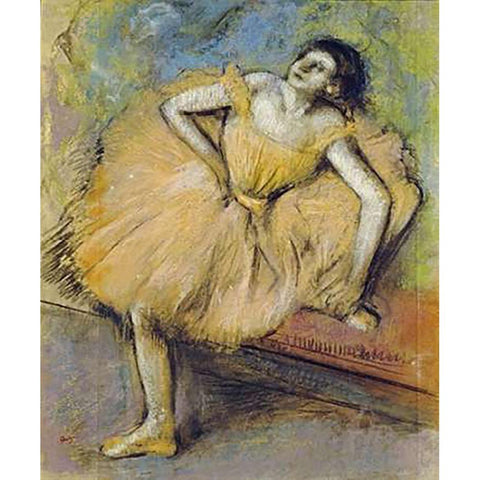 Danseuse Assise Gold Ornate Wood Framed Art Print with Double Matting by Degas, Edgar