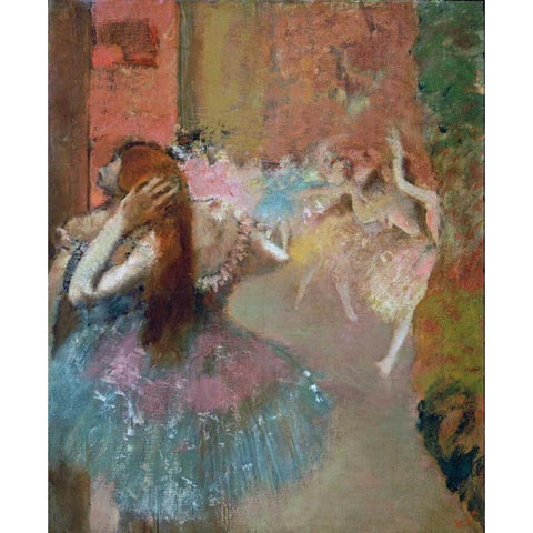 Scene De Ballet Or Balleteuses Black Modern Wood Framed Art Print with Double Matting by Degas, Edgar