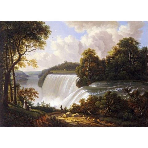 Niagara Falls Scene White Modern Wood Framed Art Print by DeGrailly, Victor