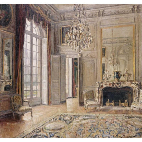 Salon De Madame De Maintenon Gold Ornate Wood Framed Art Print with Double Matting by Delaporte, Maurice-Eugene