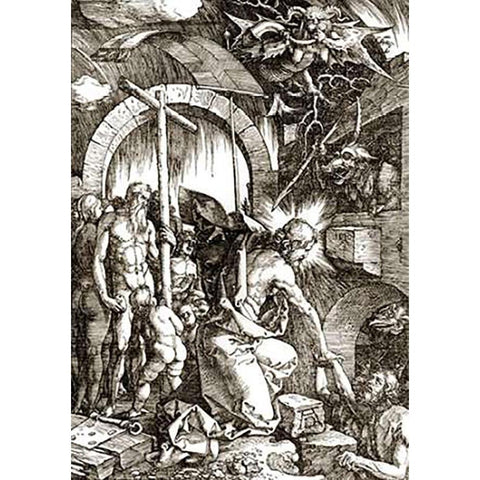 The Harrowing of Hell From The Large Passion White Modern Wood Framed Art Print by Durer, Albrecht