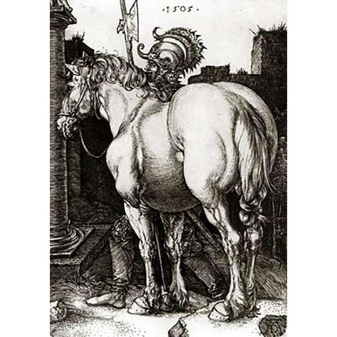 The Large Horse White Modern Wood Framed Art Print by Durer, Albrecht