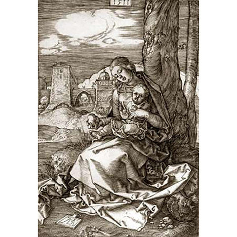 The Virgin and Child With The Pear Gold Ornate Wood Framed Art Print with Double Matting by Durer, Albrecht