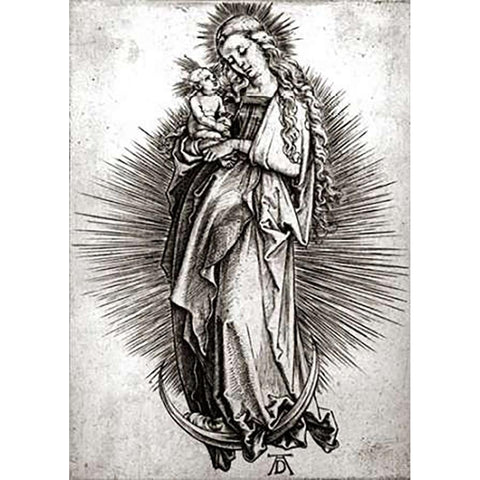 The Virgin and Child On a Crescent White Modern Wood Framed Art Print by Durer, Albrecht