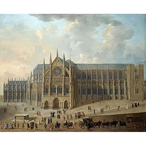 View of Westminster Abbey White Modern Wood Framed Art Print by English School