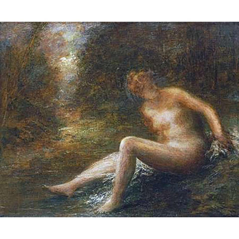 The Huntress White Modern Wood Framed Art Print by Latour, Henri Fantin