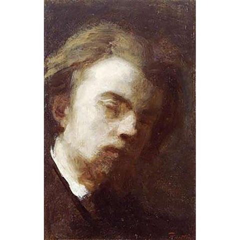 Self-Portrait Black Modern Wood Framed Art Print with Double Matting by Latour, Henri Fantin