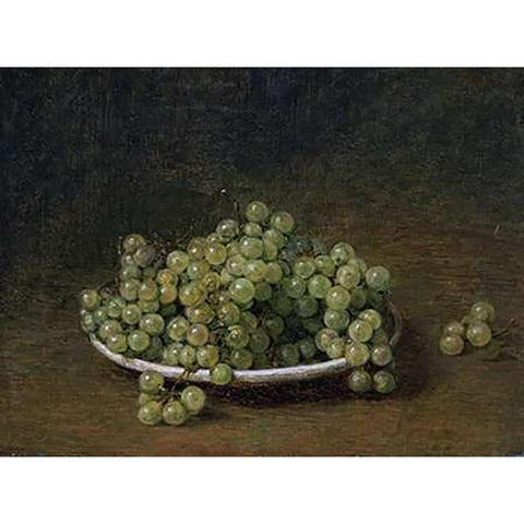 White Grapes On a Plate White Modern Wood Framed Art Print by Latour, Henri Fantin