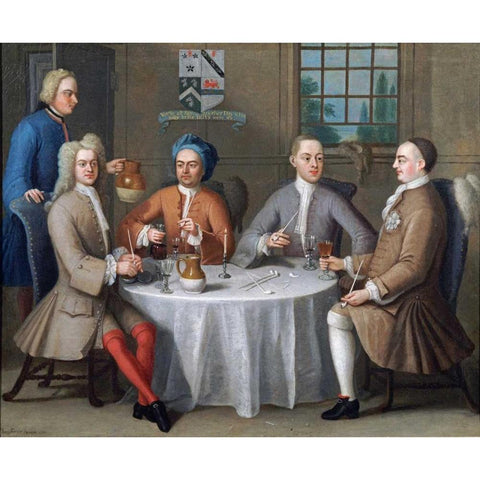 Sir Thomas Sebright, Sir John Bland and Two Friends White Modern Wood Framed Art Print by Ferrers, Benjamin